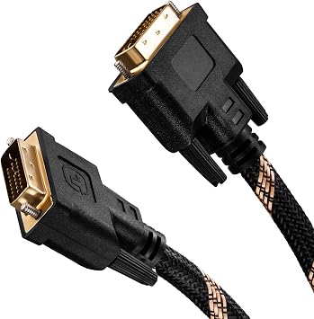 DVI to DVI Cable 30Ft,Nylon Braided DVI-D 24+1 Dual Link Male to Male Digital Video Cable Gold Plated with Ferrite Core Support 2560x1600 for Gaming, DVD, Laptop, HDTV and Projector30 Ft/10M