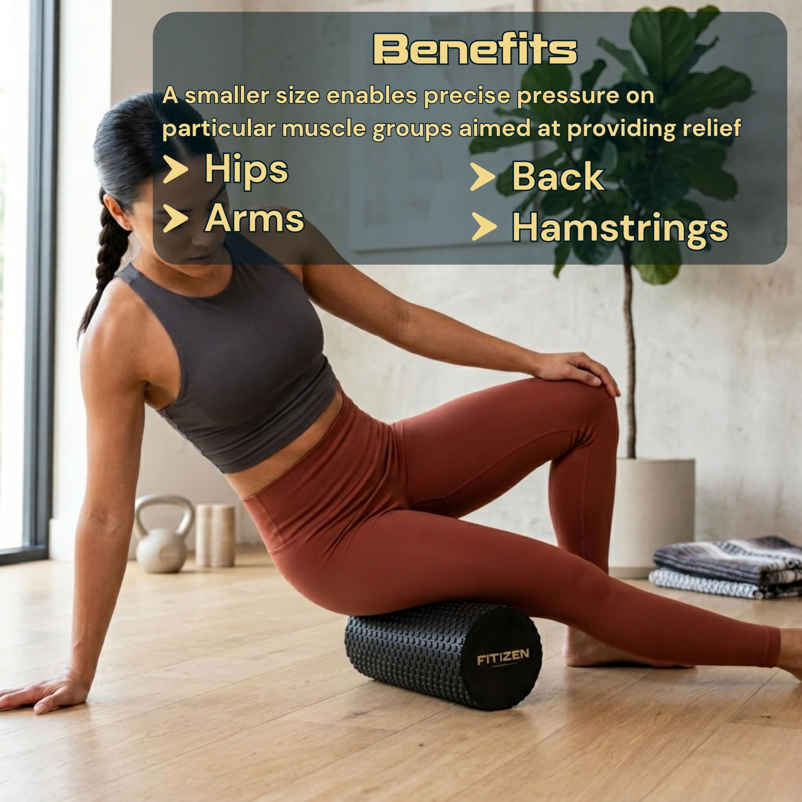 Fitizen Rodillo de espuma para masaje muscular, alivio del dolor de espalda rígida, terapia física, tejido profundo, equipo de ejercicio para gimnasio en casa, estrés, yoga, pilates para el ciudadano