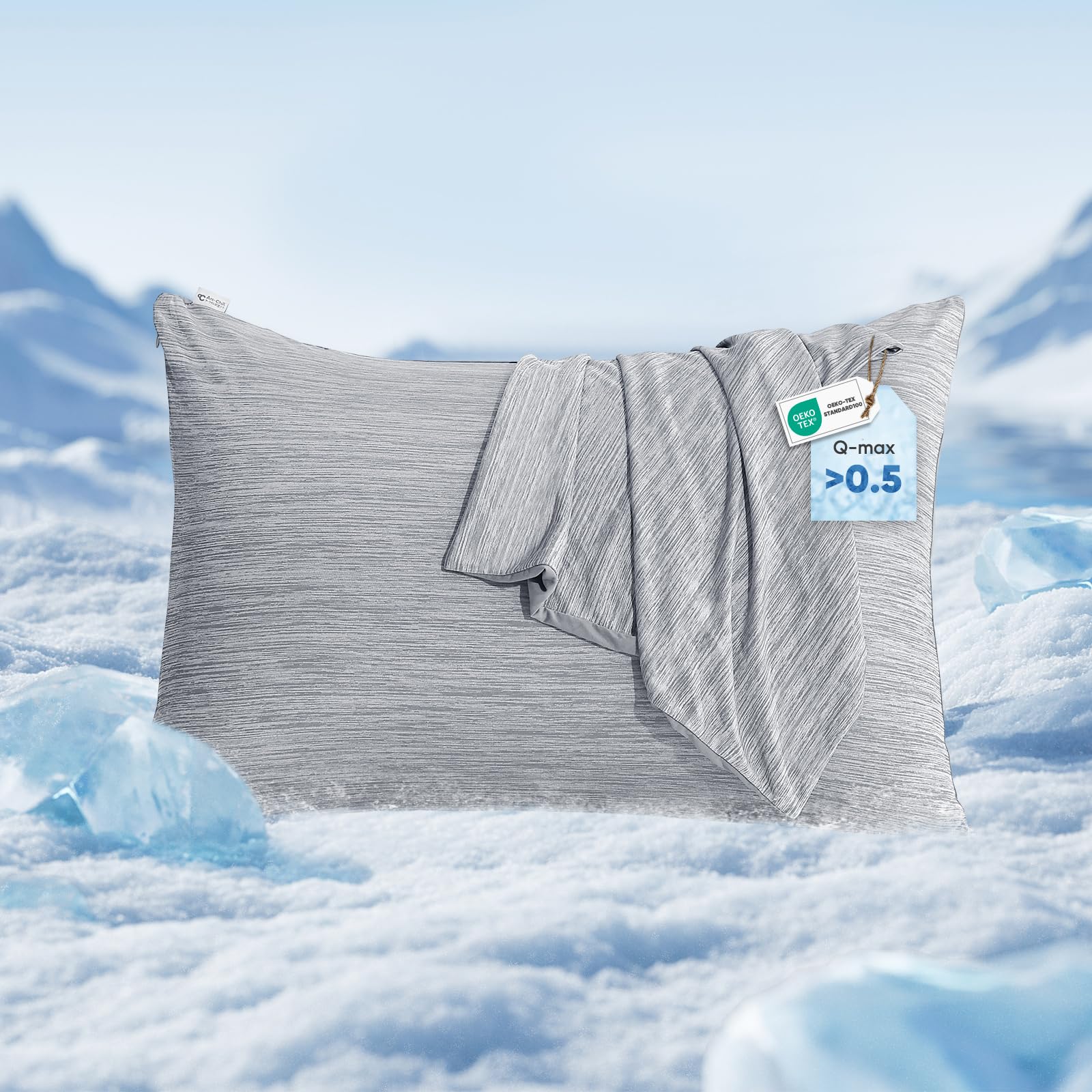 Marchpower Cooling Pillow Cases for Hot Sleepers, Japanese Arc Chill Cooling Pillow Cases Zipper, Cool Pillow Cases King Pillowcase Breathable