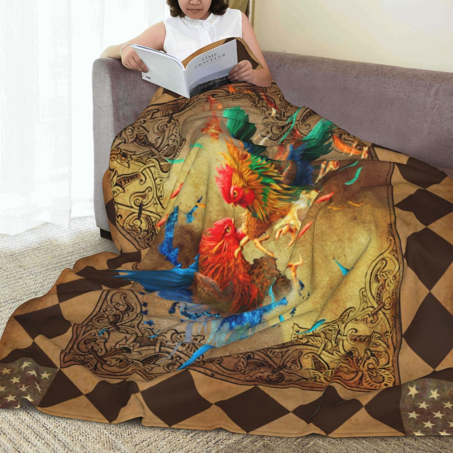 Chicken Blanket Rooster Blanket for Adults Kids Soft Warm Cozy Fall Throw for Sleeping Camping Travelling Cute Chick Decor for Bed Sofa Couch Funny Cock Chicken Gifts 40"X 50" - Image 5