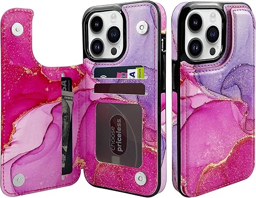TopPerfekt Funda tipo cartera de piel con tapa compatible con iPhone 13 Pro de 6.1 pulgadas, para mujeres y niñas con tarjetero y doble cierre