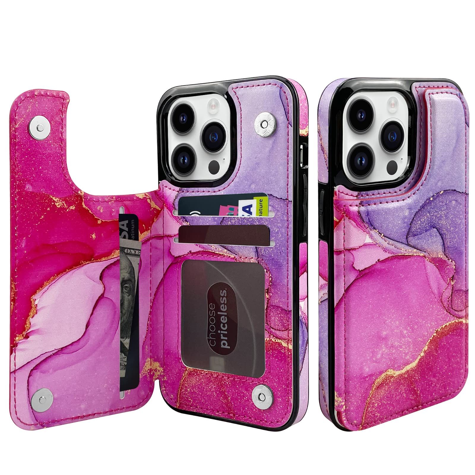 TopPerfekt Flip Leather Wallet Case Card Holder Compatible with iPhone 13 Pro 6.1