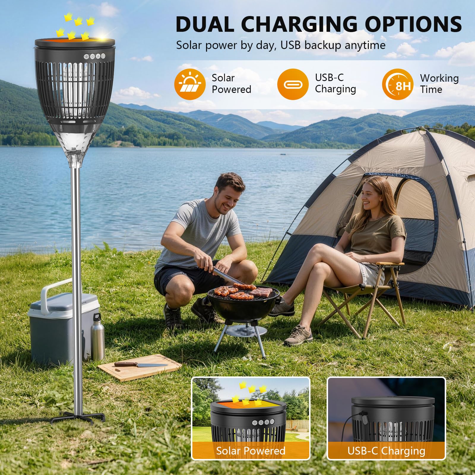 Matamosquitos solar para exteriores, exterminador de mosquitos con