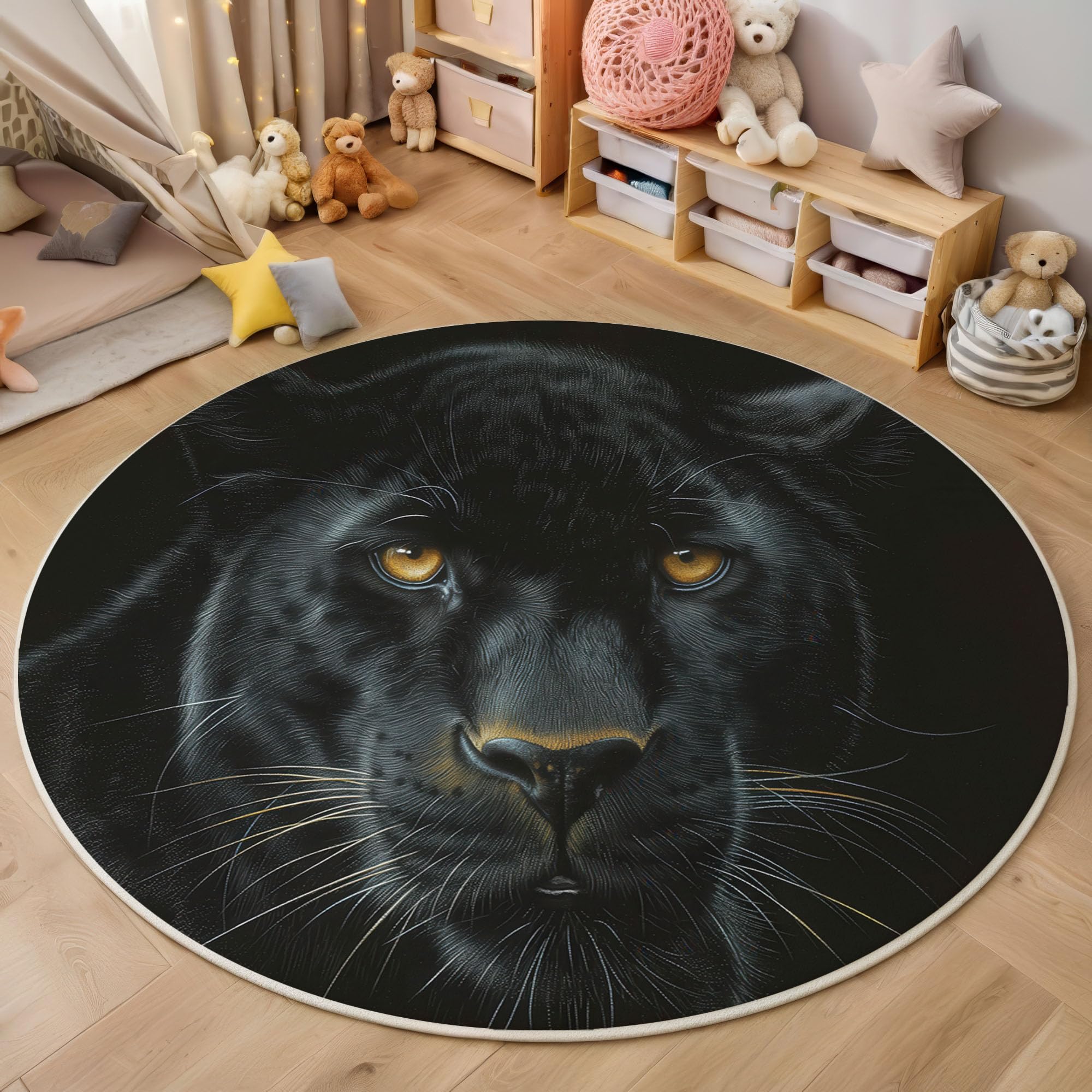 Tapis rond léopard antidérapant et lavable pour éviter les glissades