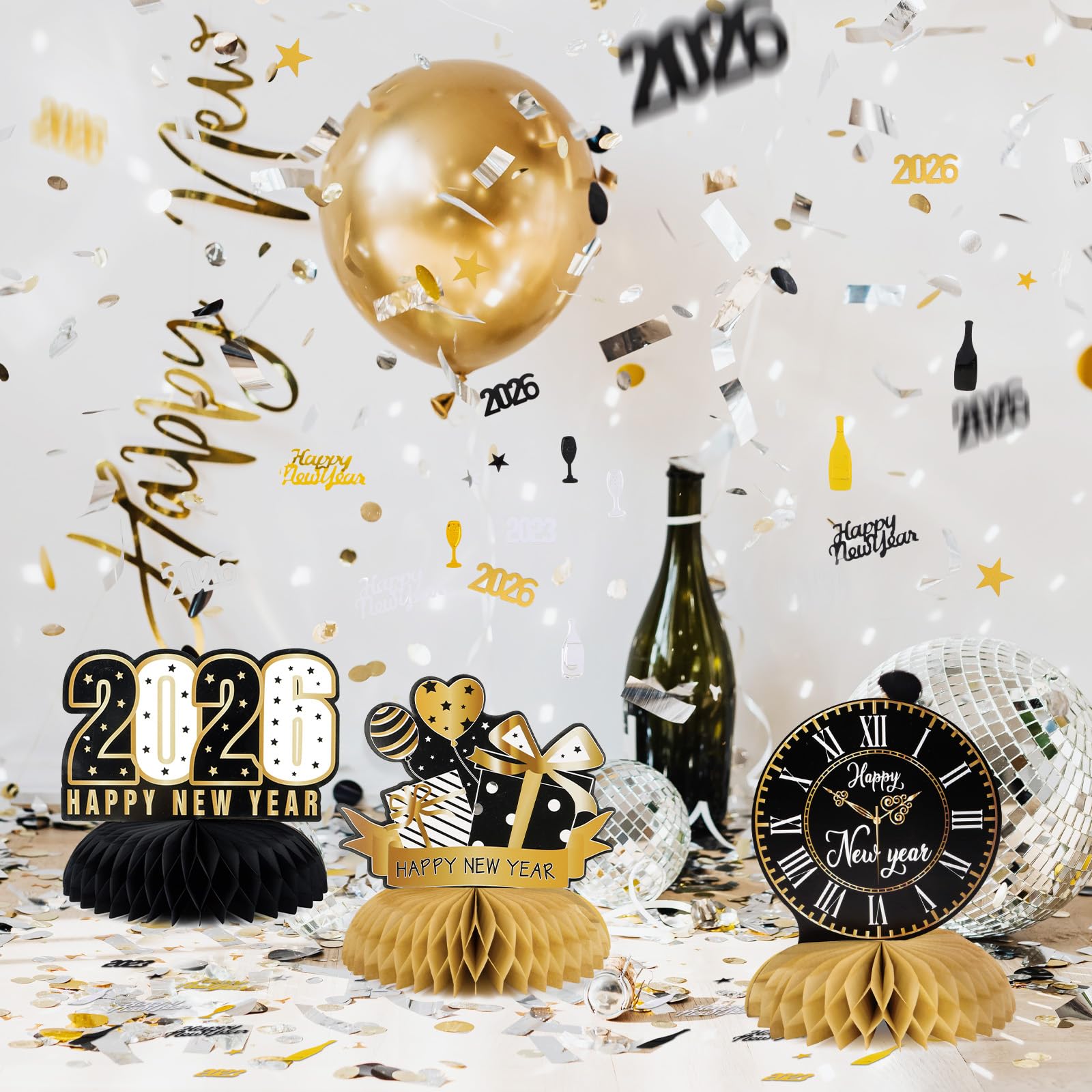 8pcs New Years Eve Decorations 2026 Happy New Year Table