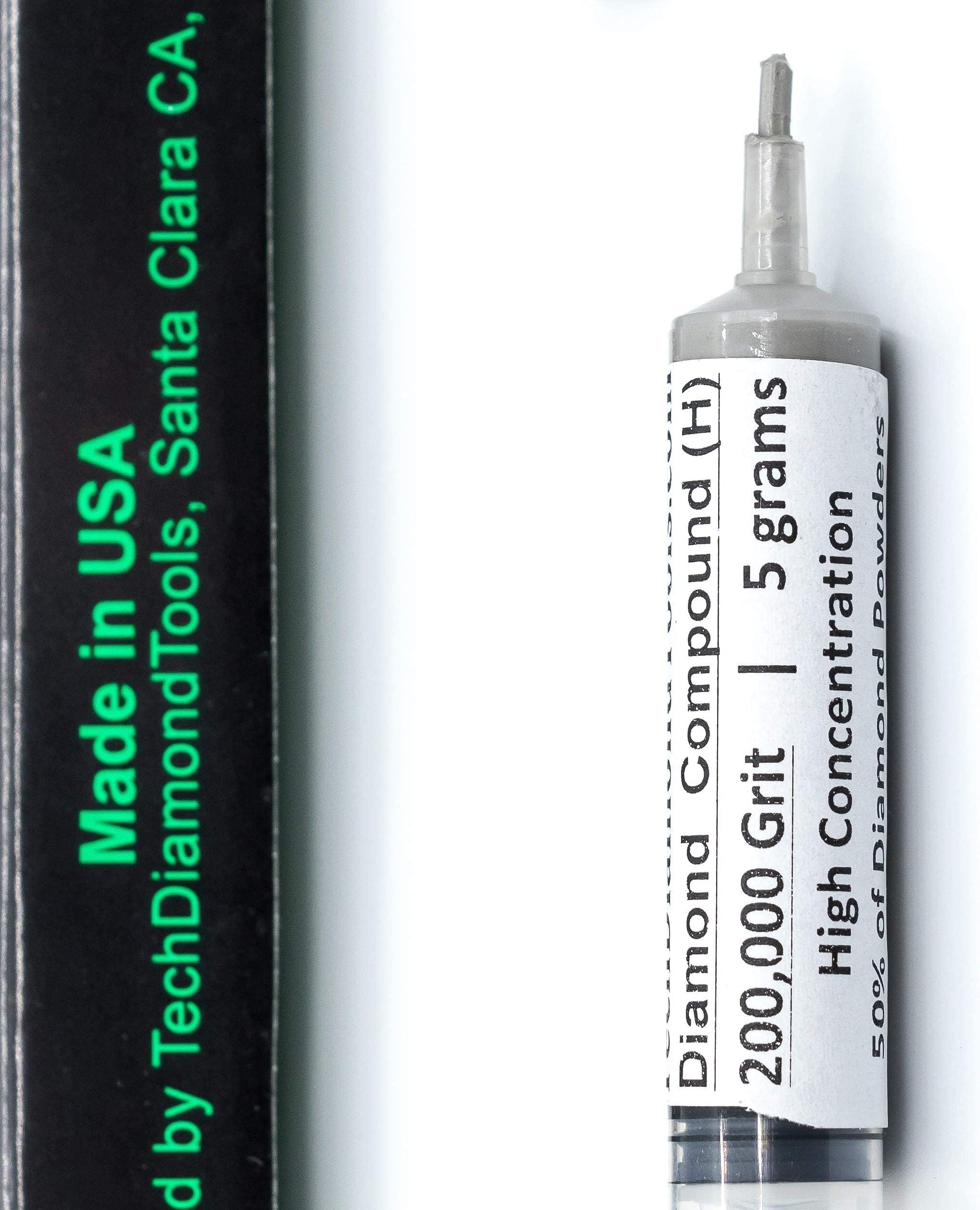 TechDiamondTools Diamond Polishing Compound Polishing Paste Made in the USA 200,000 Grit 0-0.1 Micron Marble Glass Metal Rock Jewelry Resin Silver Chrome Gem with High Concentration Diamond Powder