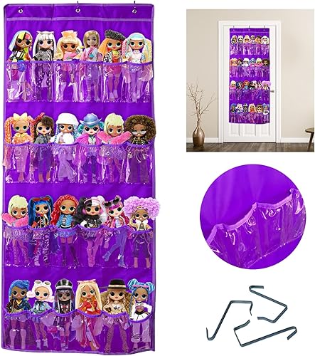 Miniatura 4 de Organizador de almacenamiento de juguetes para colgar sobre la puerta (24 bolsillos), compatible con Lol Omg Dolls Surprise Doll (juguetes no