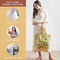 Vista 3 de Maison d' Hermine Bolsa de lona para mujer, bolsa de lona de algodón reutilizable para el hombro, bolsas de comestibles a granel con asa para 01