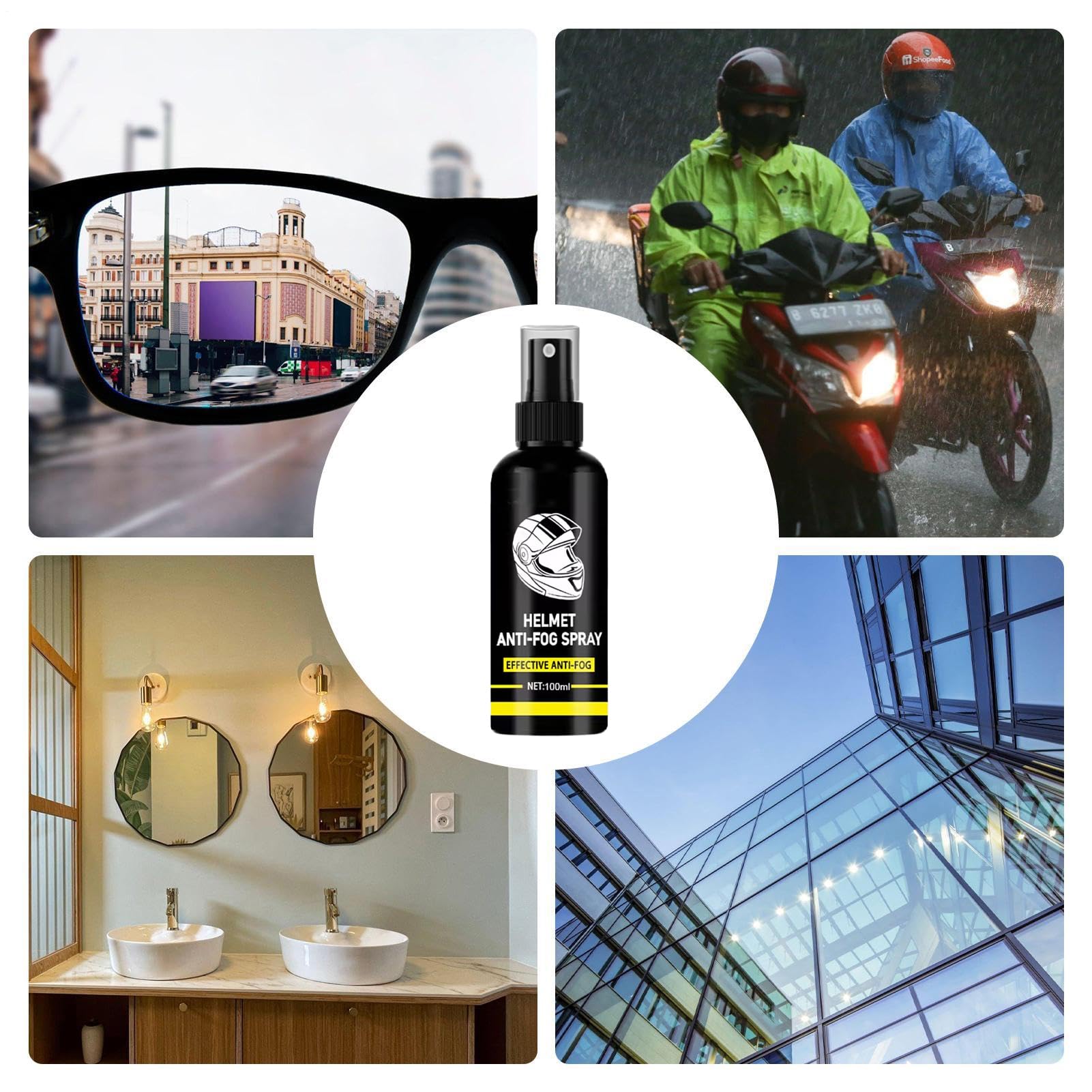 Anti-condens Spray Voor Helm – 100 Ml – Reinigt, Polijst En Voorkomt Beslaan – Voor Vizieren, Brillen En Sportlenzen – Met Borstel