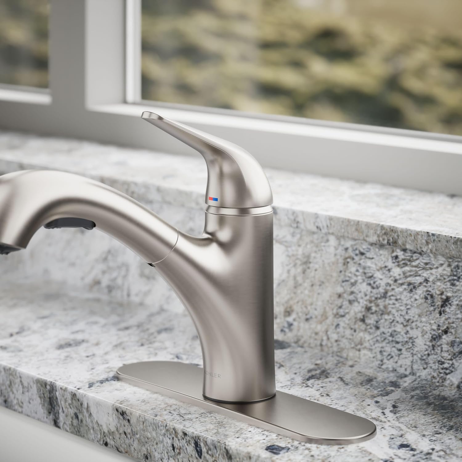 KOHLER 30612-VS Jolt Pull-Out Kitchen Sink Faucet, Two-Function Sprayhead, Touch Control, 1.5 GPM, Sleek Design, Vibrant Stainless