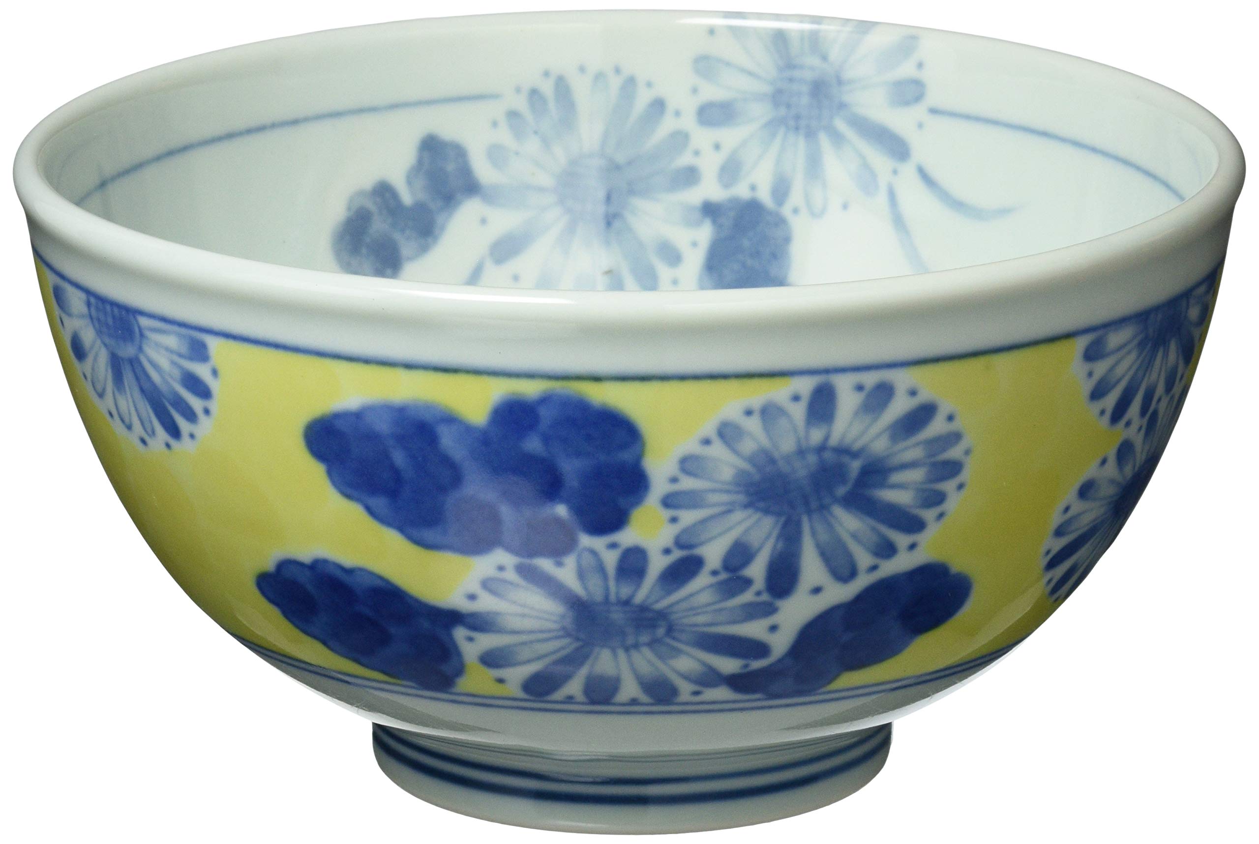 Mino Ware Yellow Chrysanthemum Donburi Bowl