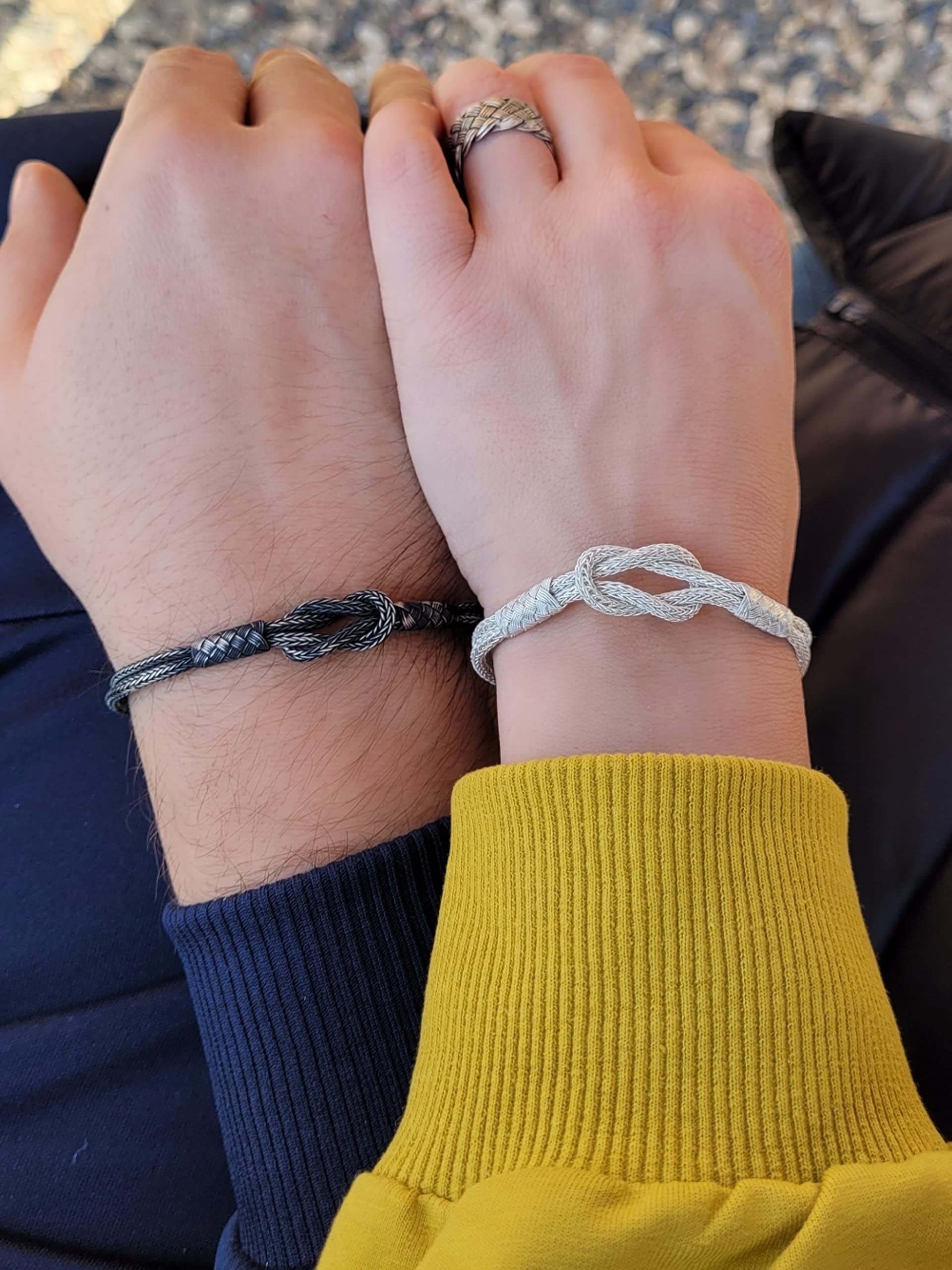 Pärchen Armbänder, Silber Passende Armbänder für Paare, Sterling Silber Armband, Sterling Silber Wikinger Armband,