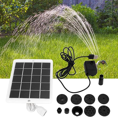 Bomba de fuente solar de 3W 5V, fuente flotante de bomba de agua solar, rociador flotante de agua accionada, 6 boquillas para baño de pájaros,