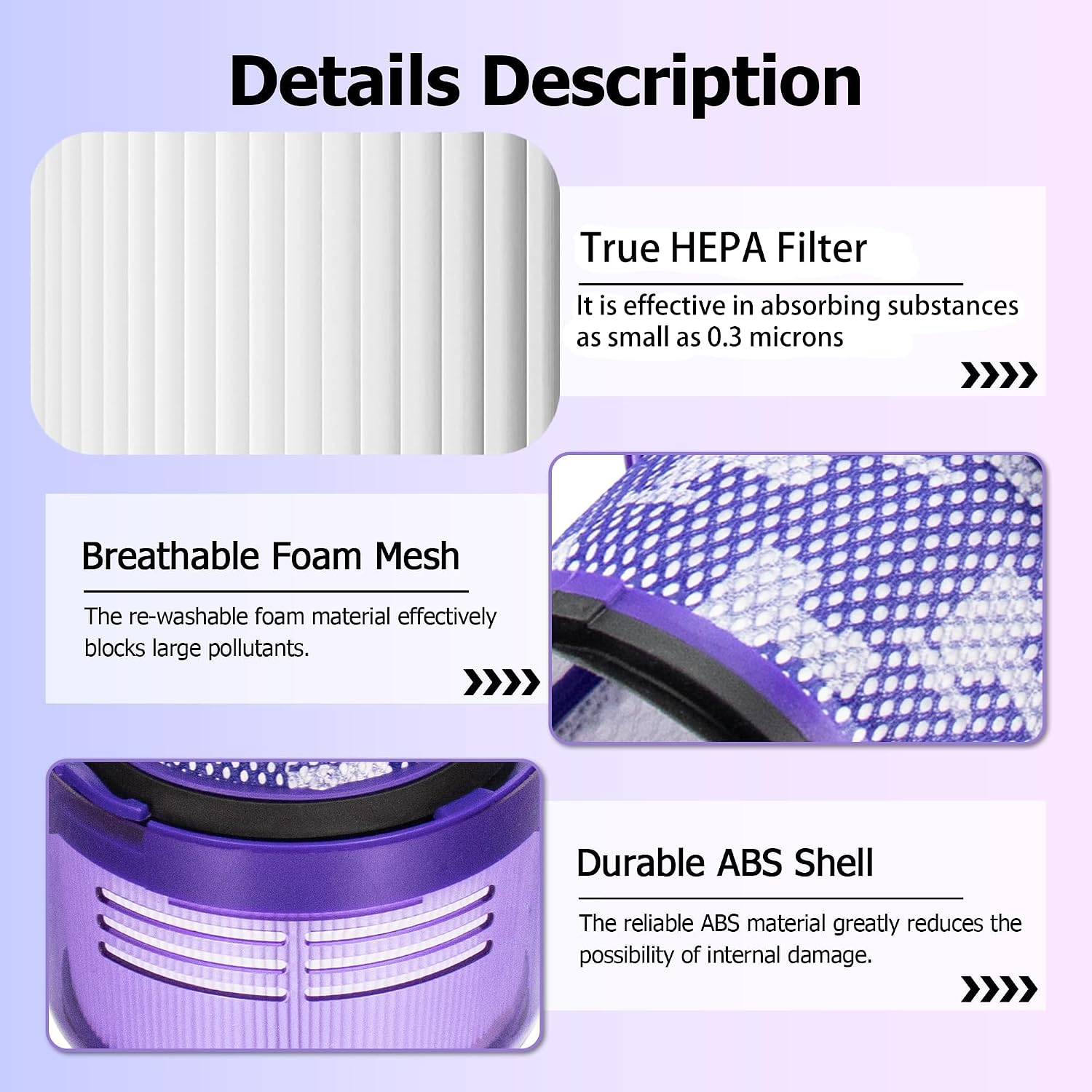 4 Pack V11 Filter Replacements for V11 Animal, V11 Torque Drive, V11 Detect Cordless Vacuum, Replaces Part # 970013-02 - High Efficiency H12 HEPA Filters, Washable & Reusable