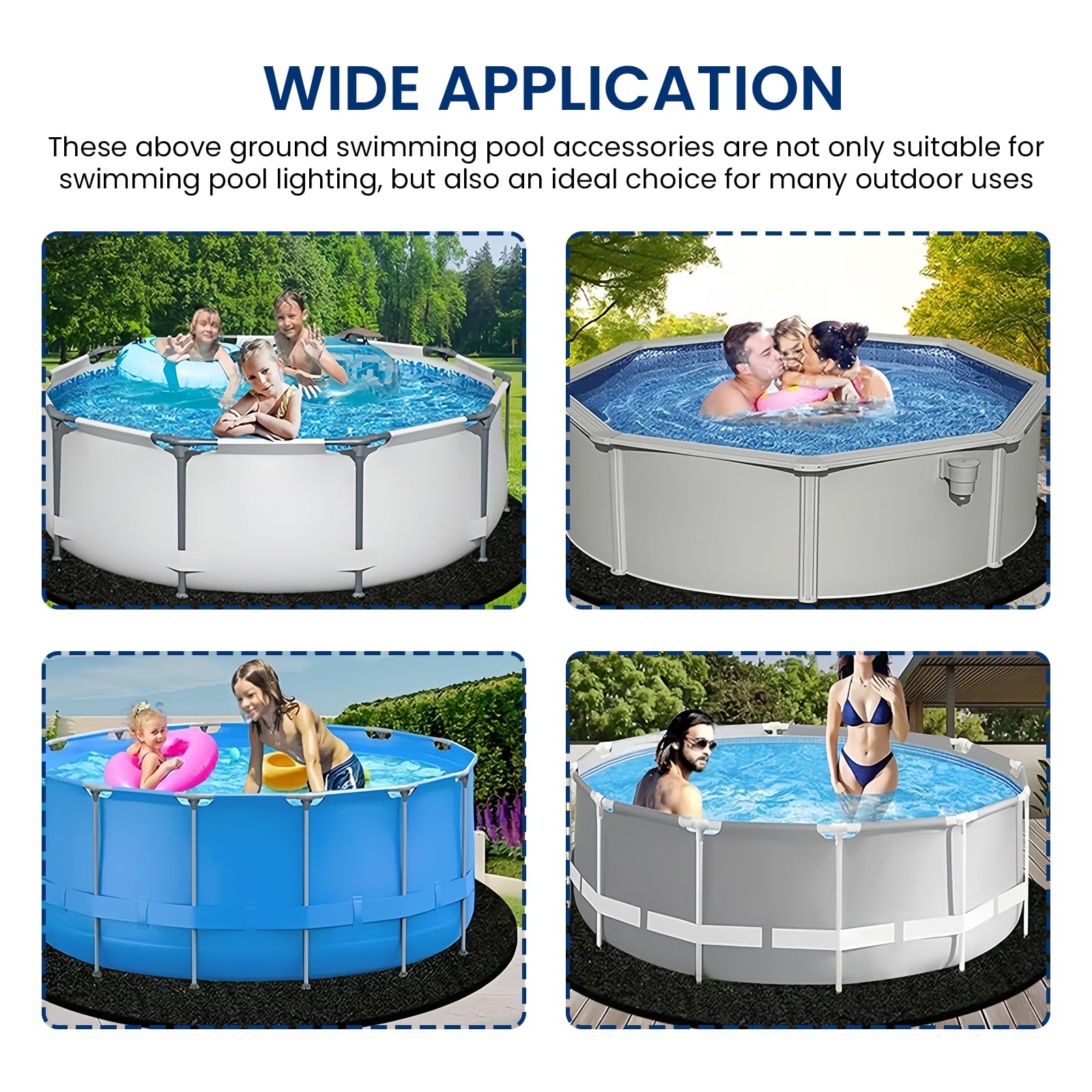 BORDEAG 10 luces para piscina, luces solares para vallas, luces LED para piscina, iluminación de estanque, luces solares para piscina, impermeables, para decoración de jardín