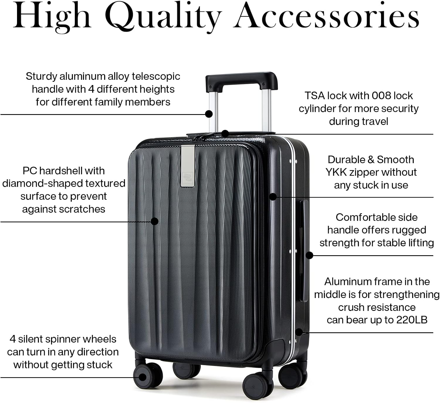 Buy Hanke Luggage Hardside Suitcase with Wheels & Front Opening, 24in