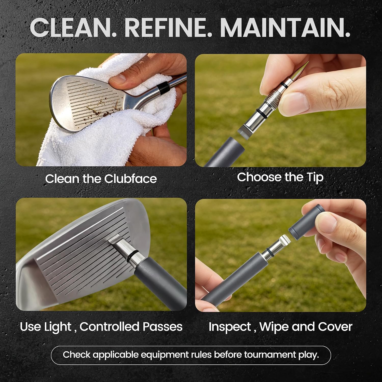 2-in-1 Golf Club Groove Sharpener and Cleaner for Irons and Wedges, Tool