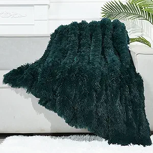 GONAAP Fuzzy Faux Fur Throw Blanket Dark Teal Super Soft Cozy Plush Fuzzy Shaggy Blanket for Couch Sofa Bed (Dark Teal, Throw(50"x60"))