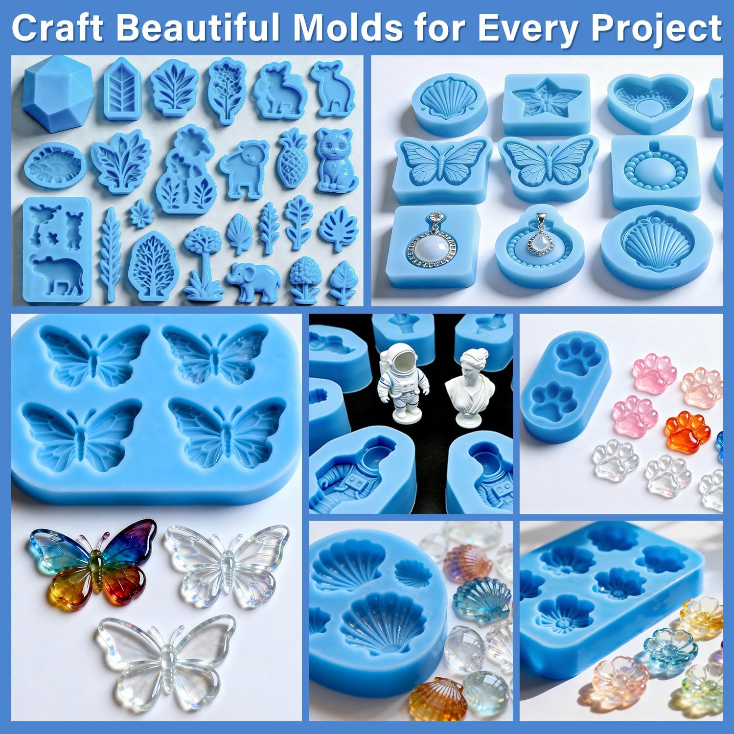 Silicone Mold Making Kit 15A,66OZ Liquid Silicone for Mold Making -Platinum Cure High Strength Rubber,1:1 by Volume,Bubble Free Molding Silicone for Resin,Wax,Concrete,Soap Casting -Blue