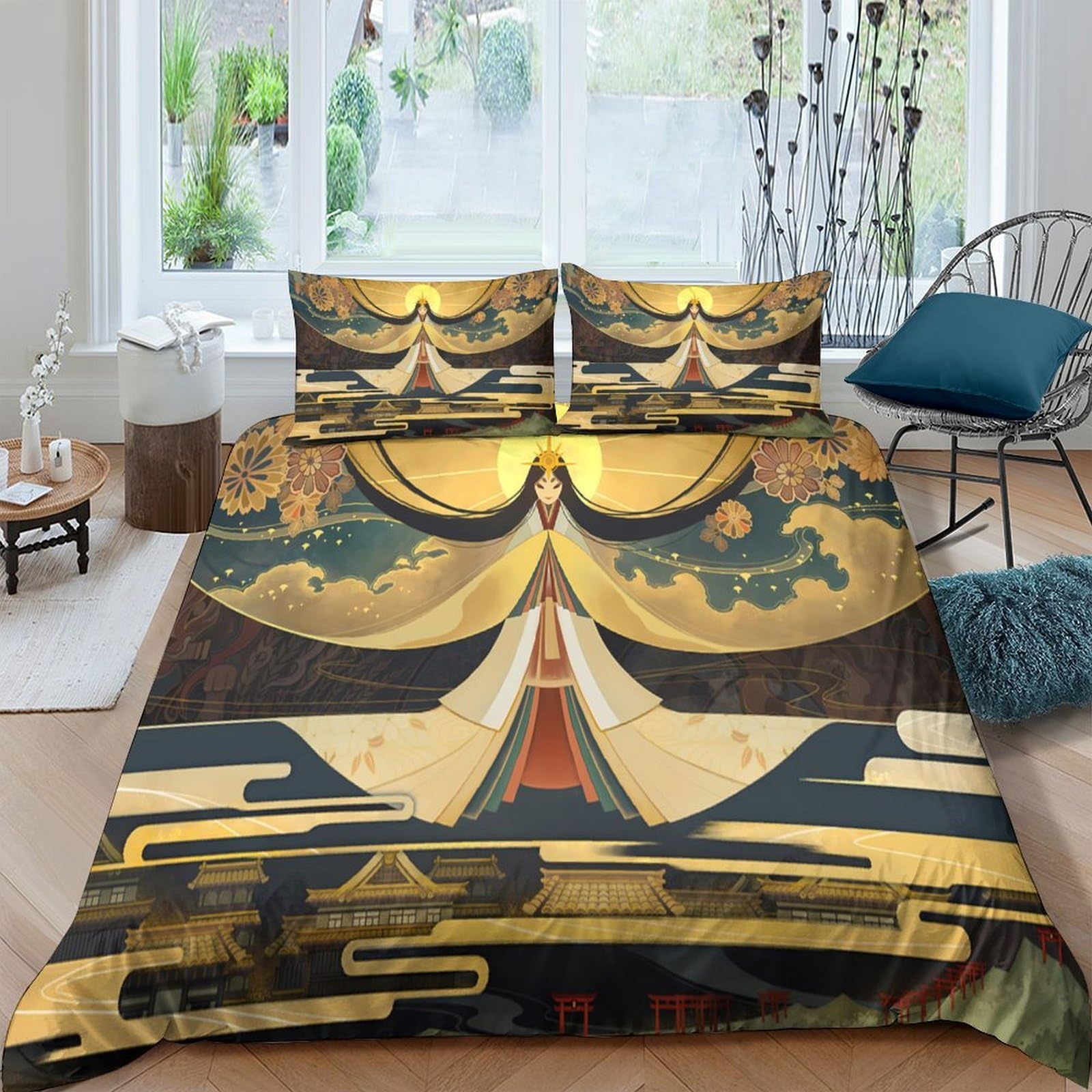 Ctjqhvkz Style-7 3D Printed Art Deco Fitted Sheet Microfiber Soft Breathable Golden Abstract Mattress Cover For Bedroom Dorm Decor Single（135X200cm）