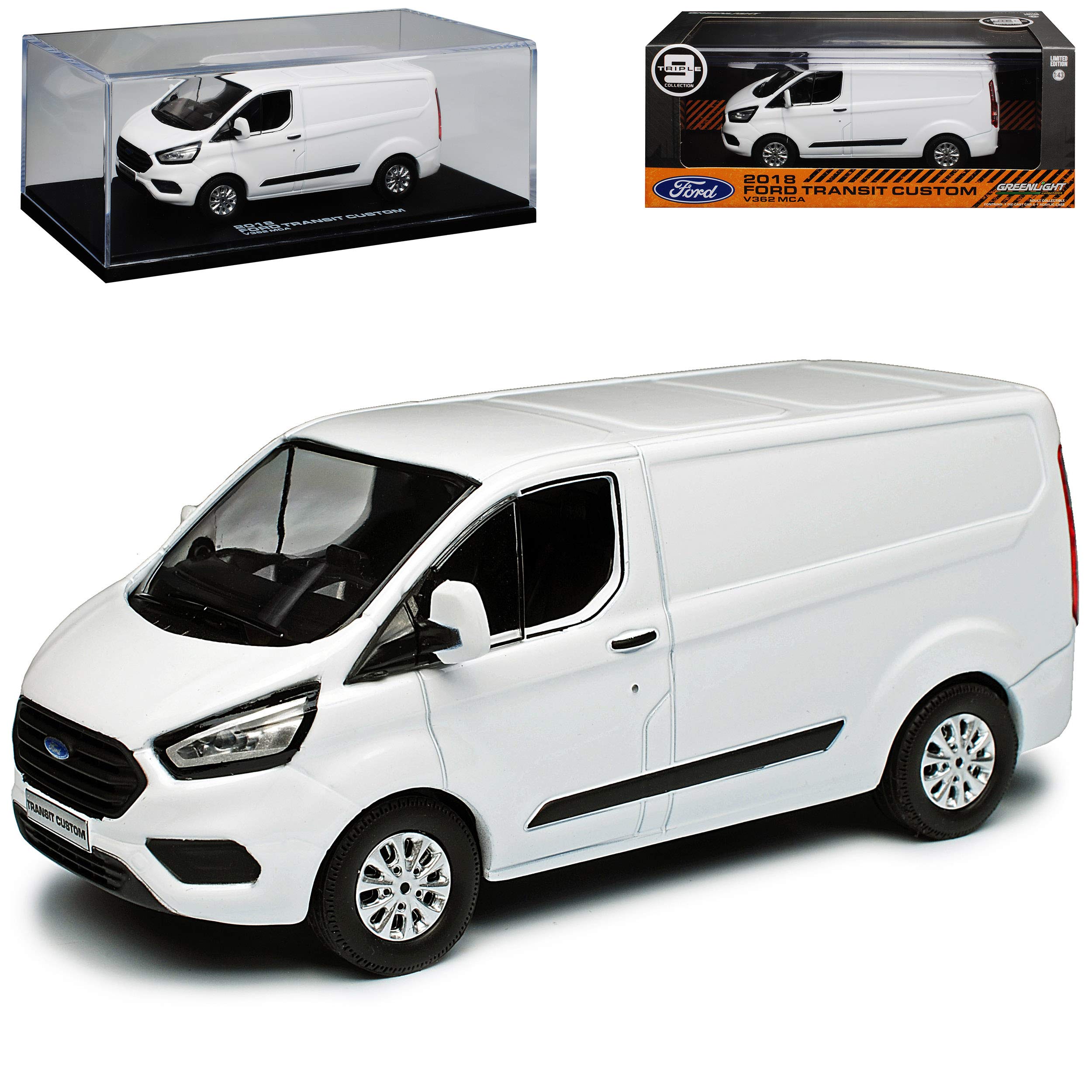 Generisch F*o*r*d Transit Tourneo Custom Kasten Transporter Weiss Modell Ab 2012 Version Ab Facelift 2018 1/43 Greenlight Modell Auto