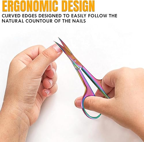 Miniatura 5 de Tijeras de uñas para uñas, cejas, bigote, facial, nariz, oído, peluquería, multiusos, tijeras de belleza pequeñas, cuchillas curvadas y afiladas,