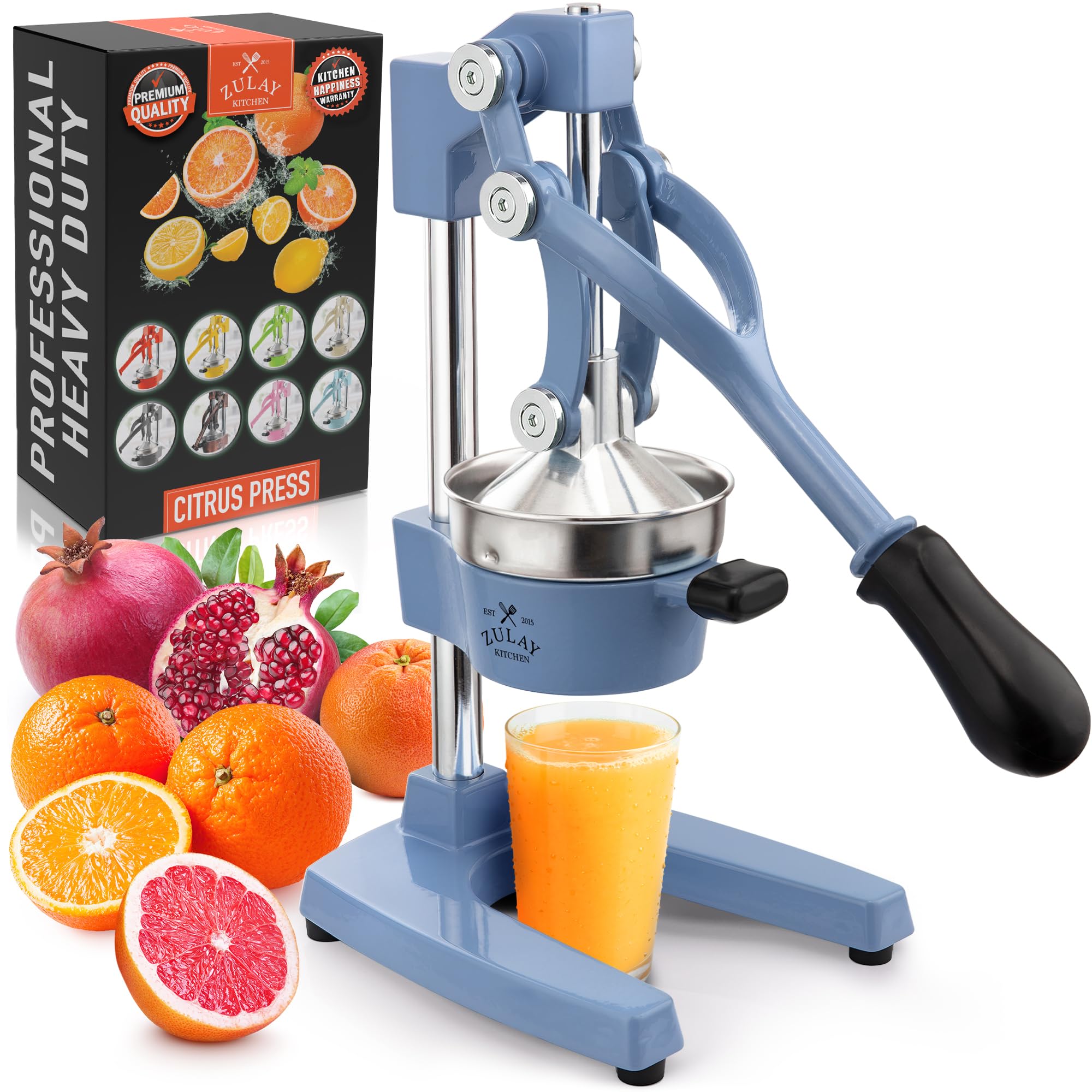 Zulay Kitchen Cast Iron Juicer, Orange Manual Juicer, Citrus Press, Slate