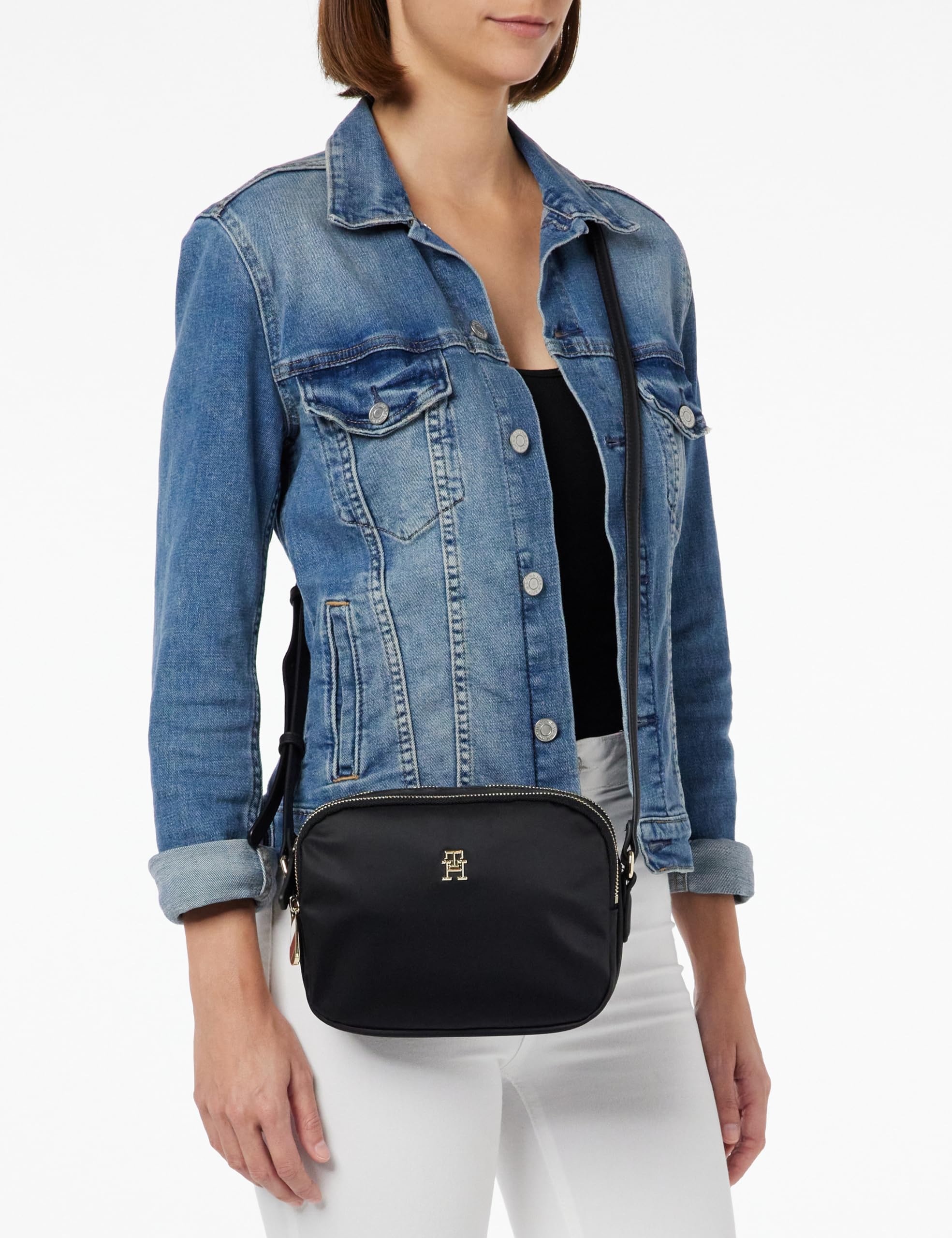 Tommy Hilfiger Damski Poppy Th Crossover Aw0aw15638, jeden rozmiar, czarny (czarny), One Size