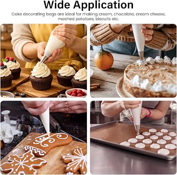 50PCS Disposable Piping Bags, 12-Inch Clear Plastic Icing Bags,Dispose After Wse with No Washing Required, Crush-Resistant and Tear-Proof, Ideal for Frosting Decorating Cakes and Cookieses