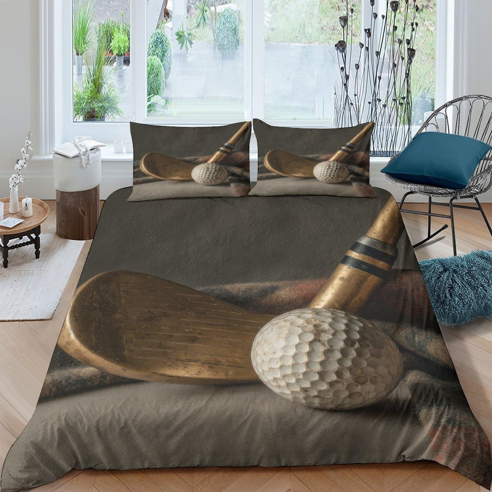 Parure de lit golf respirante et douce en microfibre de lit simple housse de couette imprimée 3D