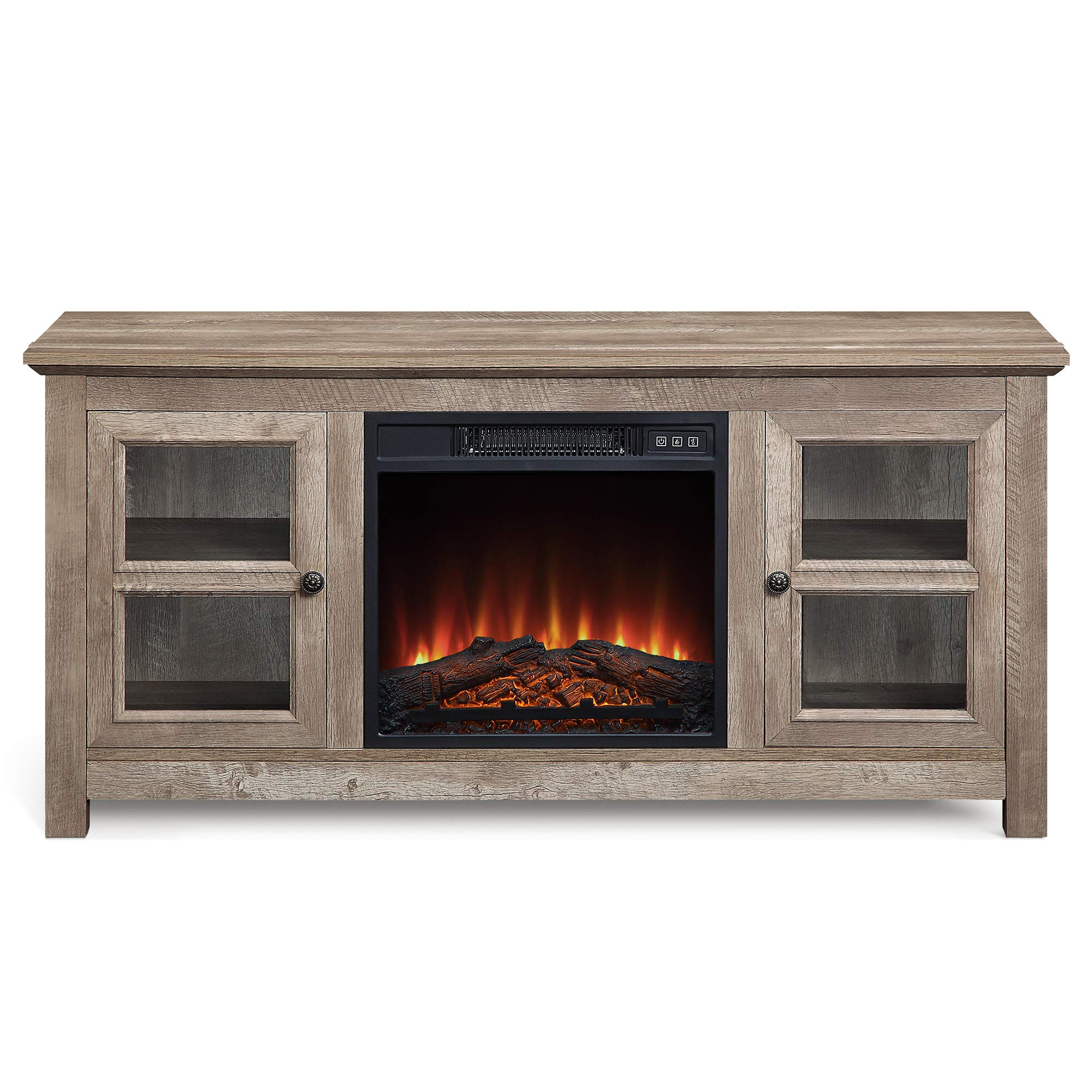 BELLEZE Modern 50 Inch Farmhouse Electric Fireplace TV Stand & Media