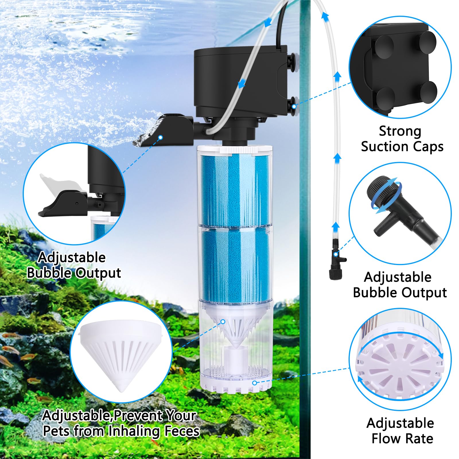 Pulizia Acquario Ghiaia, 5 In 1 Kit Di Pulizia Per Cambio D'Acqua - Foto 9