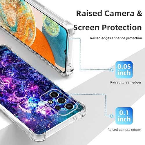 Miniatura 4 de Funda para Galaxy A23 5G, diseño de mandala morado con protección contra caídas, a prueba de golpes, TPU de cuerpo completo, resistente a los