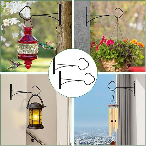 Miniatura 6 de SNAIL GARDEN Soporte para plantas colgantes, paquete de 2 perchas colgantes para plantas al aire libre con tornillos, ganchos de metal para plantas