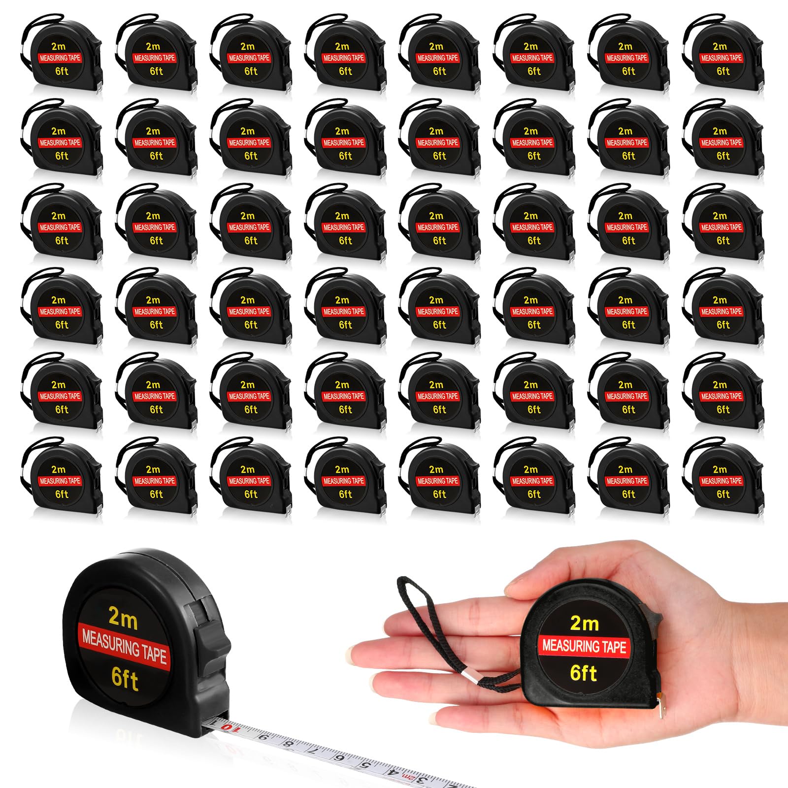 Copkim 50 Pcs 6 FT Mini Tape Measure Retractable Bulk Small Measuring Tape Pocket Size Measurement Tool for Operation Christmas Items Party Favor