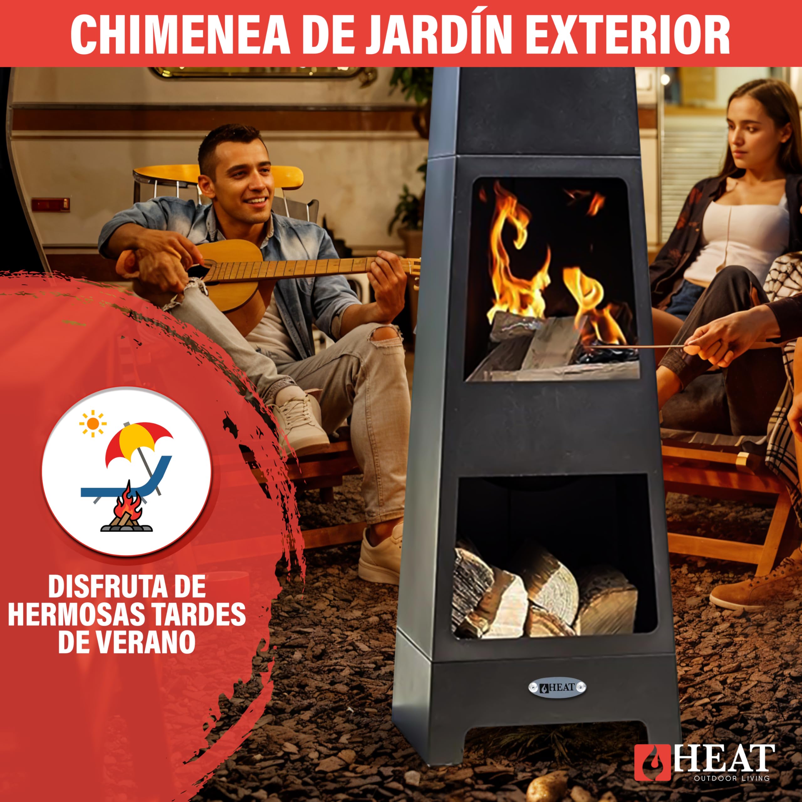 Estufa de jardín Oslo - Acero - Jardineria - Brasero - Jardin - Estufa Exterior - Chimeneas Exterior Chimenea de Jardín - 36x36x150 cm