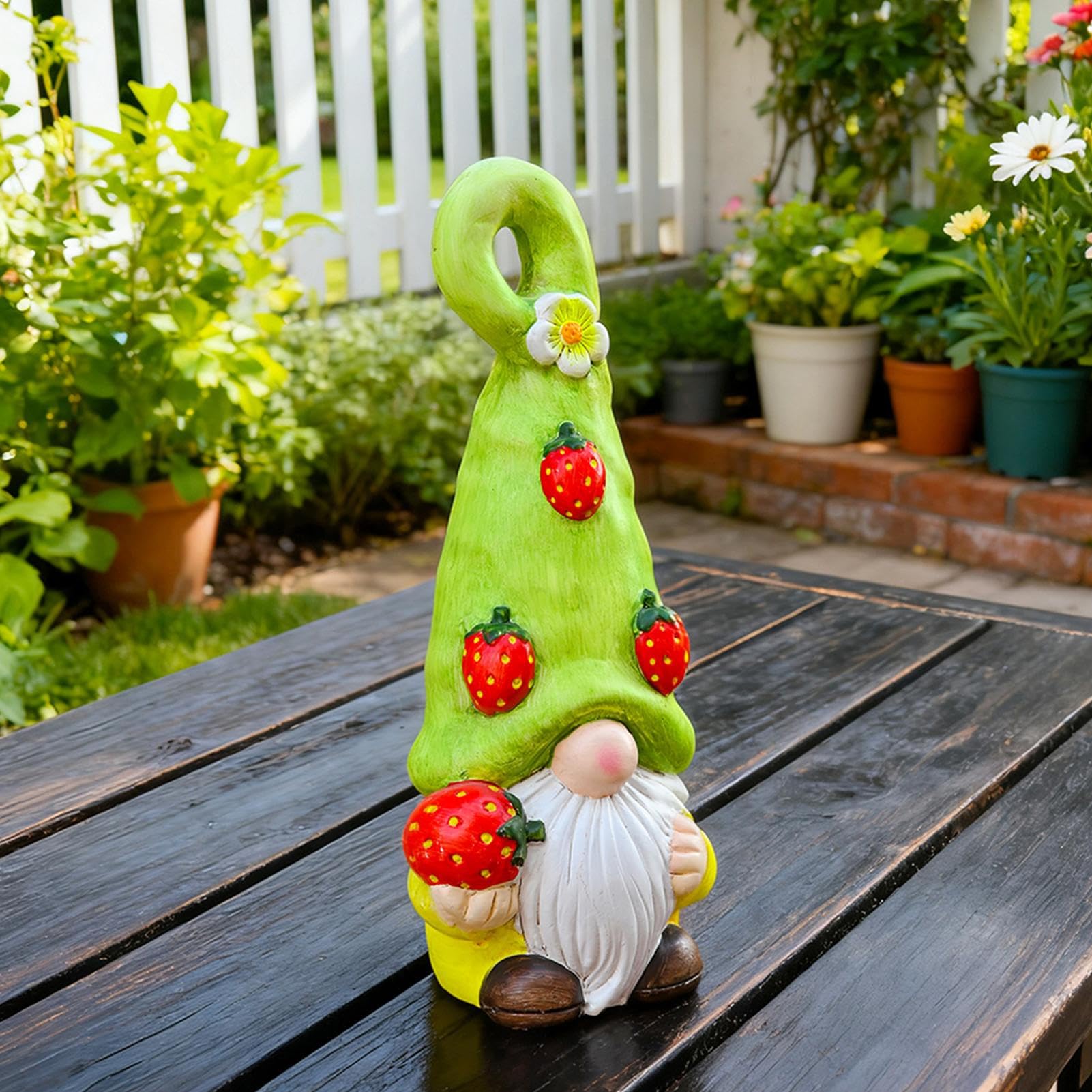 Miniaturowe Krasnale Statuetki Ceramiczna figurka krasnala z owocami | Wiosenna Rzeźba Krasnali Do Salonu Sypialni Pokoju Dziecięcego Gabinetu Półek na Książki Parapecie Ekspozycja na Podwórko