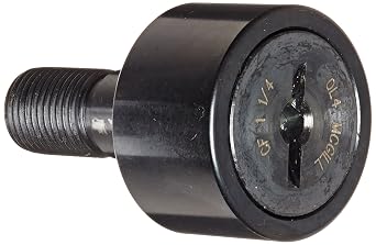 McGill CF1 1/4 Cam Follower, Standard Stud, Unsealed/Slotted, Inch, Steel, 1-1/4" Roller Diameter, 3/4" Roller Width, 1-1/4" Stud Length, 1/2" Thread Size, 2-1/32" Overall Length, 0.500" Stud Diameter