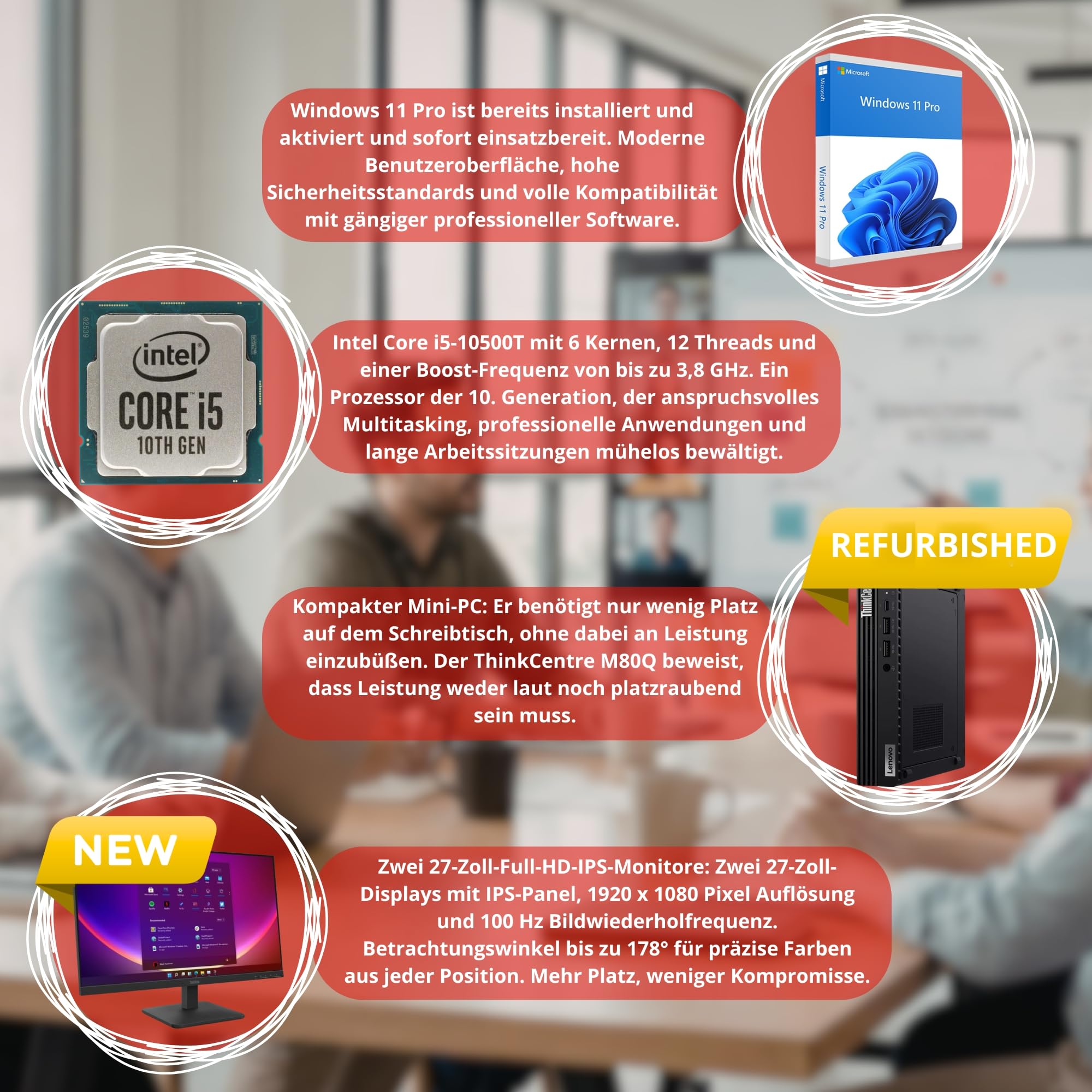Bundle Lenovo All-in-One 27 Pollici Core i5 10500T 16GB RAM 512GB SSD WiFi USB-C Windows 11 3 Anni Garanzia