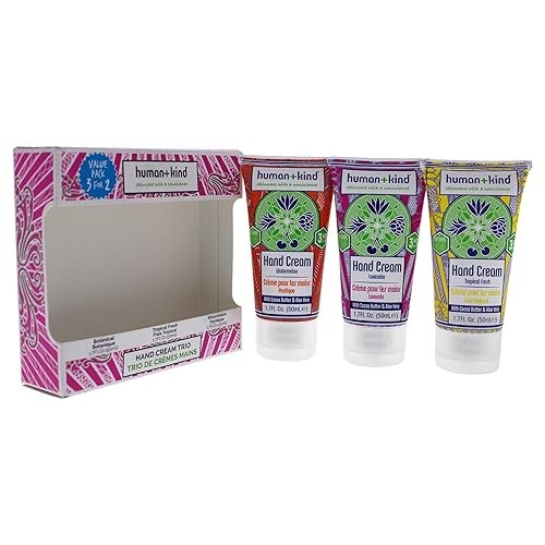 Miniatura 4 de Human+Kind Trío de crema hidratante para manos, tres cremas hidratantes perfumadas con aceite de aguacate y manteca de karité, hidratante intenso y