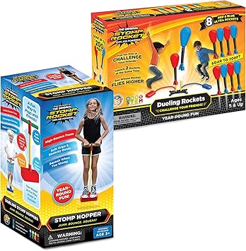 Stomp Rocket Stomp Hopper & Dueling Rocket Launcher للأطفال - حزمة ألعاب خارجية