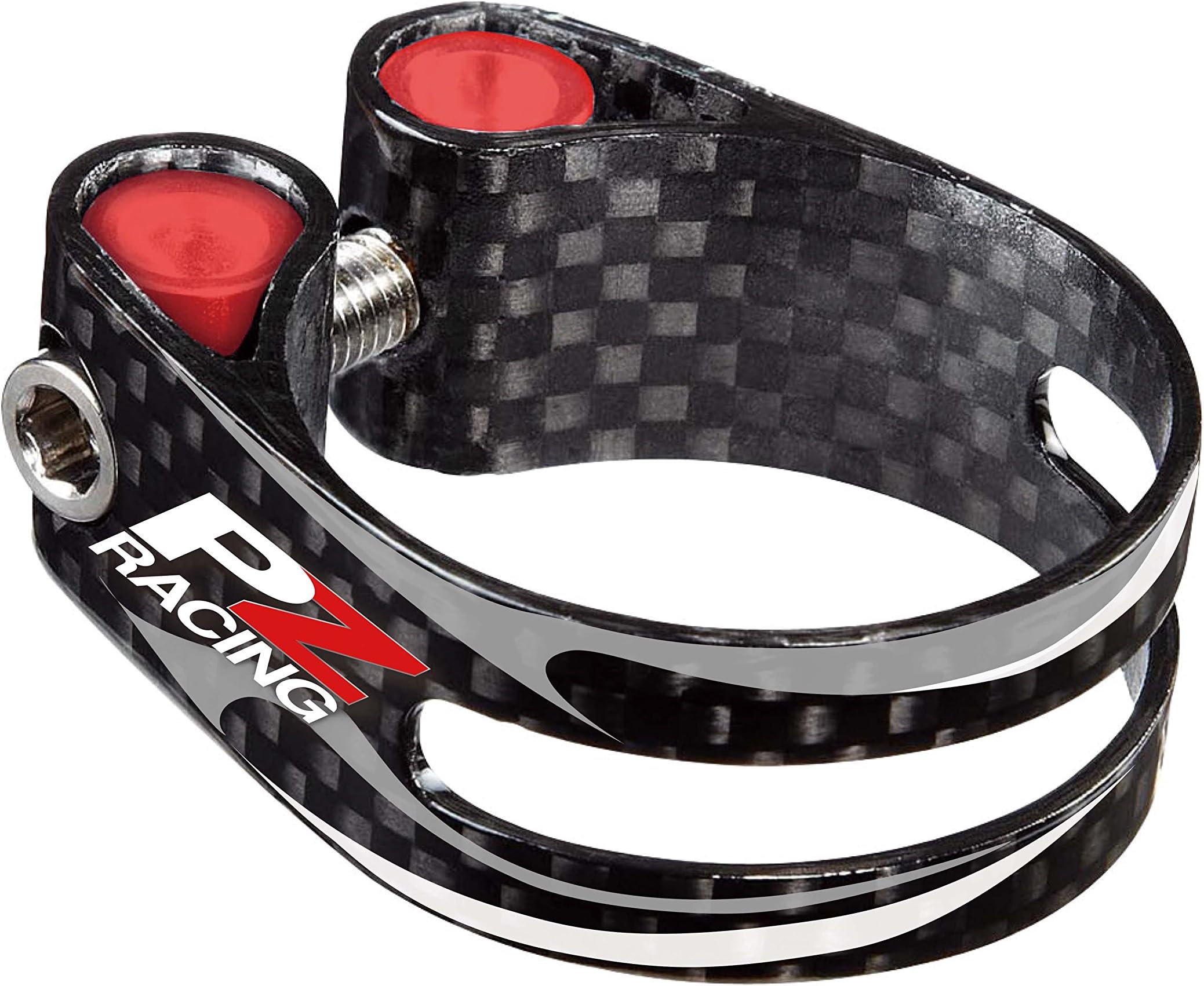 PZ Racing CR2.1C Bike Seat Clamp, Shiny Black/Carbon Red