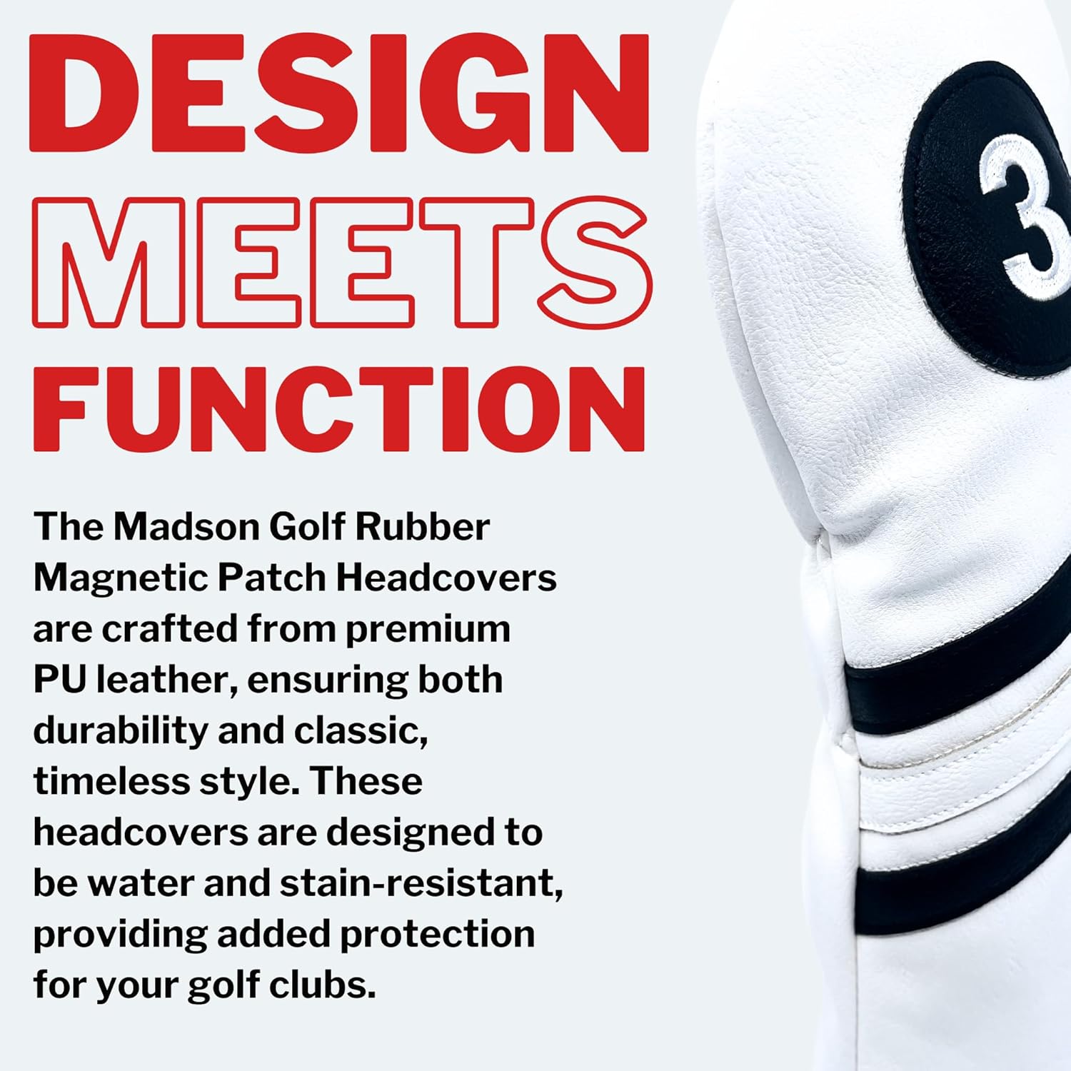 Madson Golf Cart Magnet Headcovers - Stylish & Protective Club Covers for Golf Clubs, with Rubber Cart Magnet for Secure Positioning and Quick Access, Magnetic Golf Accessories, Golf Cart Accessories
