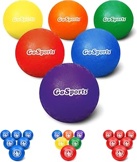GoSports 6-Pack 5-Inch Inflatable Dodgeballs - No Sting Air Touch Balls, Max Grip, Pump & Mesh Bag Included