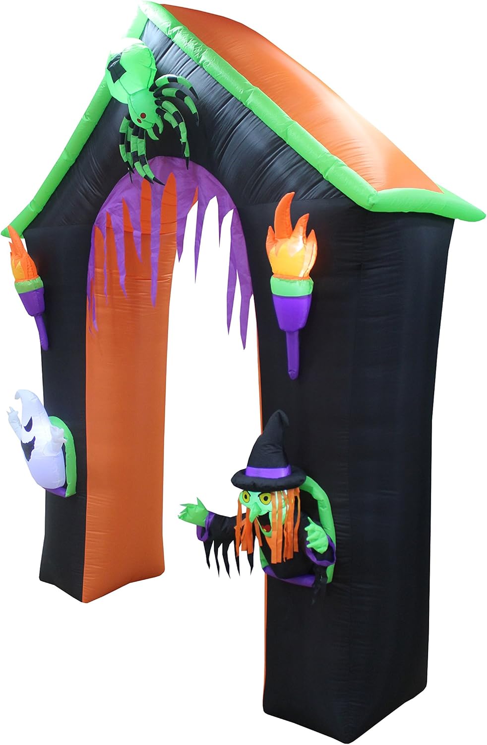 9 FT Tall LED Lighted Halloween Inflatable Castle Haunted House Archway with Ghost Witch Spider Lights Blowup Party Decoration for Outdoor Indoor Home Garden Yard Prop