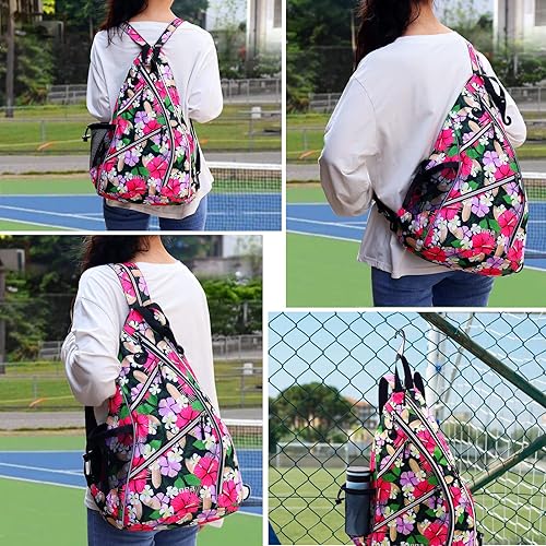 Vista 27 de ZOEA Bolsa de pickleball, bolsa deportiva de pickleball para mujeres y hombres, mochila de pickleball ajustable con gancho para cerca, soporte