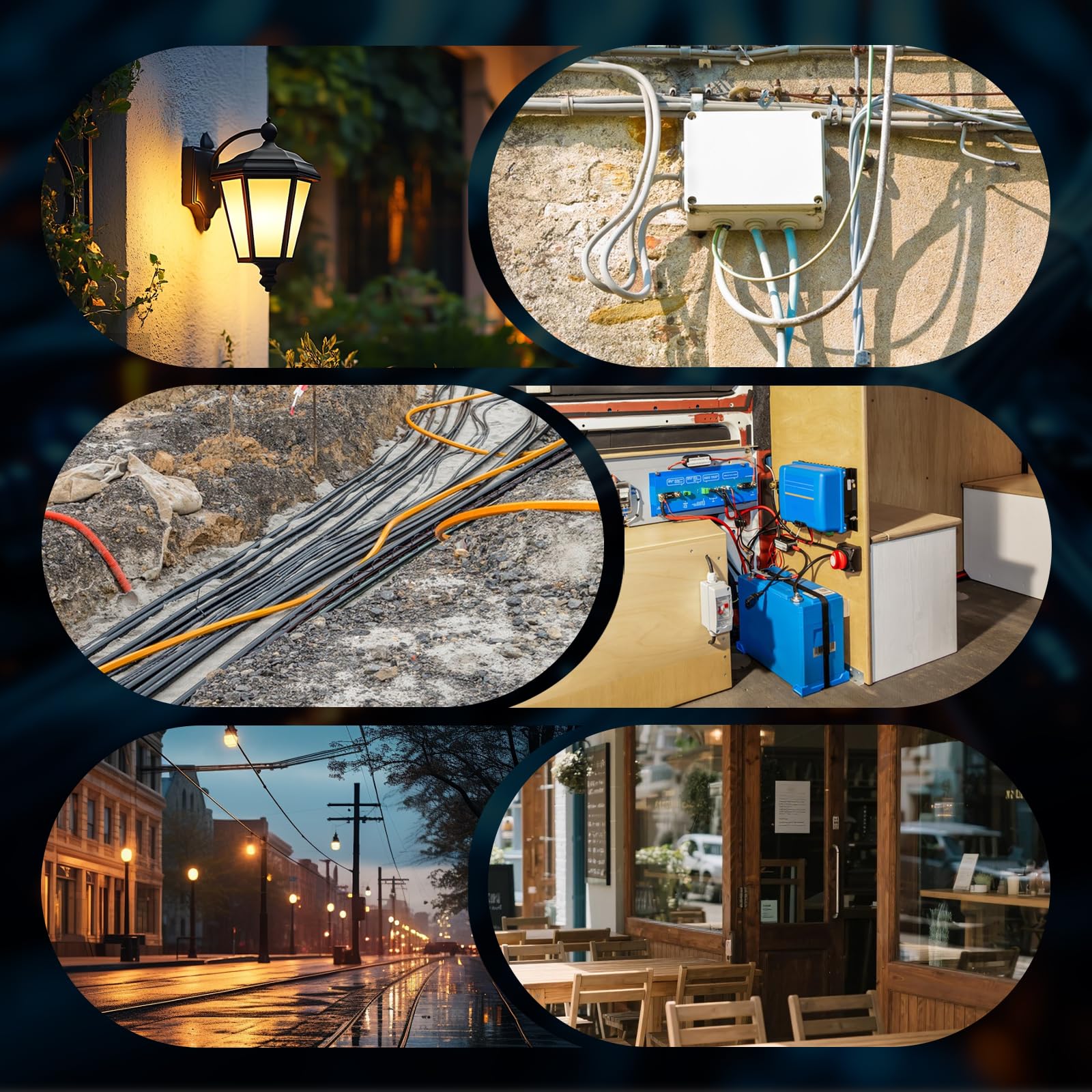 4 set di giunzioni sotterranee per cavi elettrici UF da 14/3 a 8/3, kit di connettori per cavi sotterranei max 600 V con connettori e tubo termorestringente