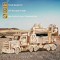 Vista 5 de Rompecabezas de madera 3D para adultos, rompecabezas mecánicos de madera con grúa de camión, kit de construcción de modelos de bricolaje, juguete