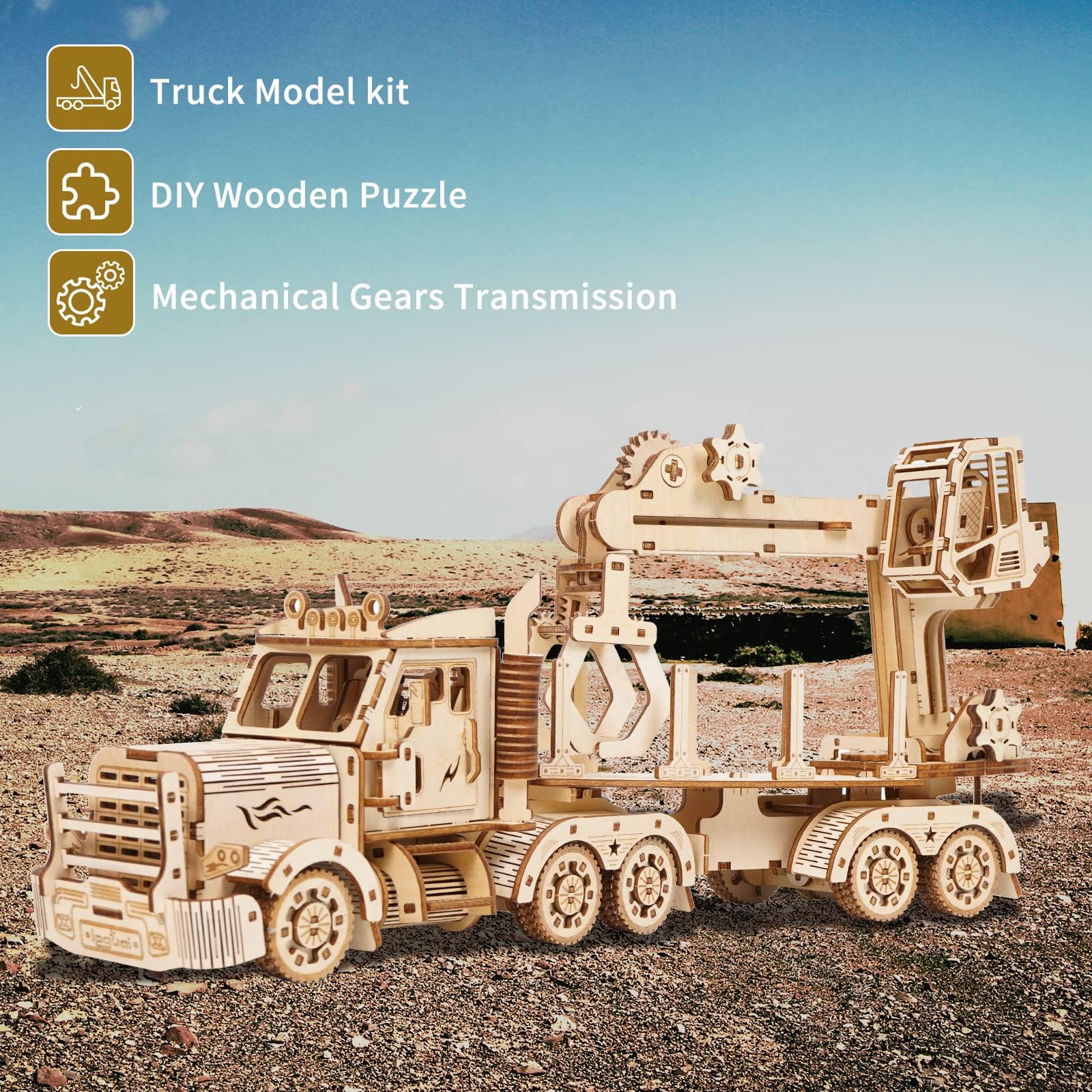 Puzzles en Bois 3D, kit de modèle de Grue de Camion en Bois, Ensemble de Construction mécanique à Assembler soi-même pour Adultes de 14 Ans et Plus, Cadeau d'anniversaire de Noël, 428 pièces