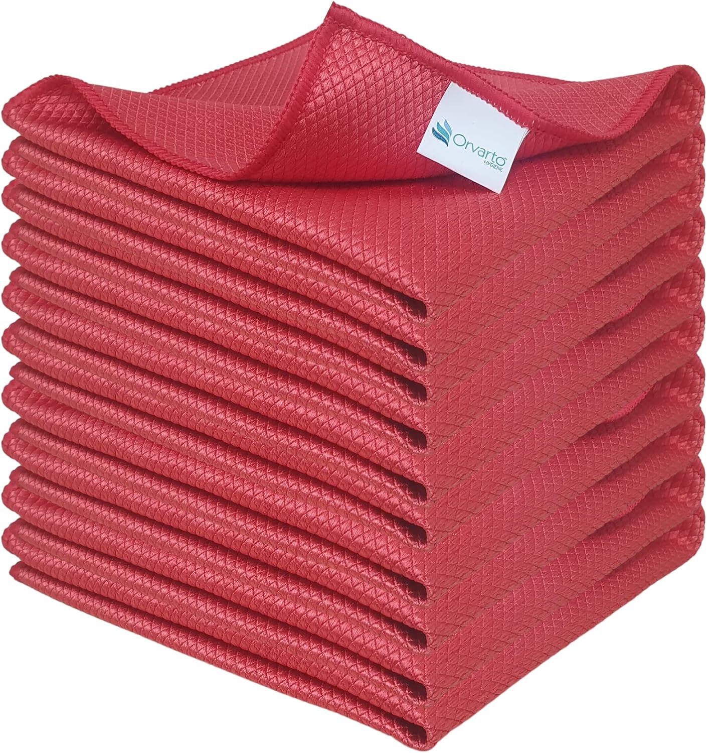 Orvarto 10 x Fish Scale Cleaning Cloths 40x40cm, Red. Microfibre